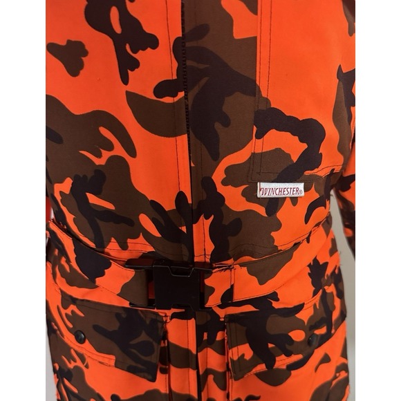 VTG Winchester Insulated Coveralls Hunting Men's Small Blaze Orange Camo - Picture 12 of 16